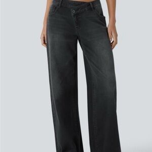 HALARA Wide Leg High-Rise Jeans - Black